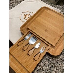 Charcuterie Boards Gift Set - Bamboo Cheese Board and Platter